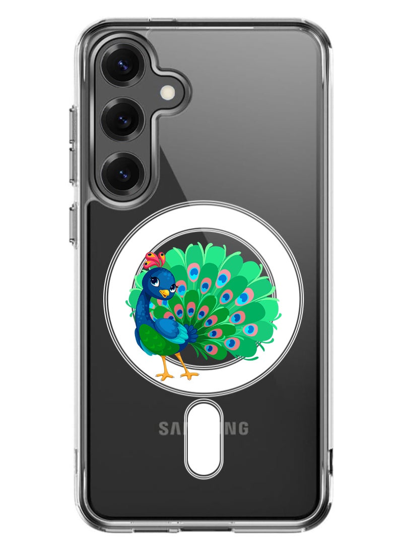 Theodor Magnetic Case for Samsung Galaxy S25 6.2-inch Compatible with MagSafe Wireless Charging, Shockproof Phone Bumper Cover peacock - Image 1