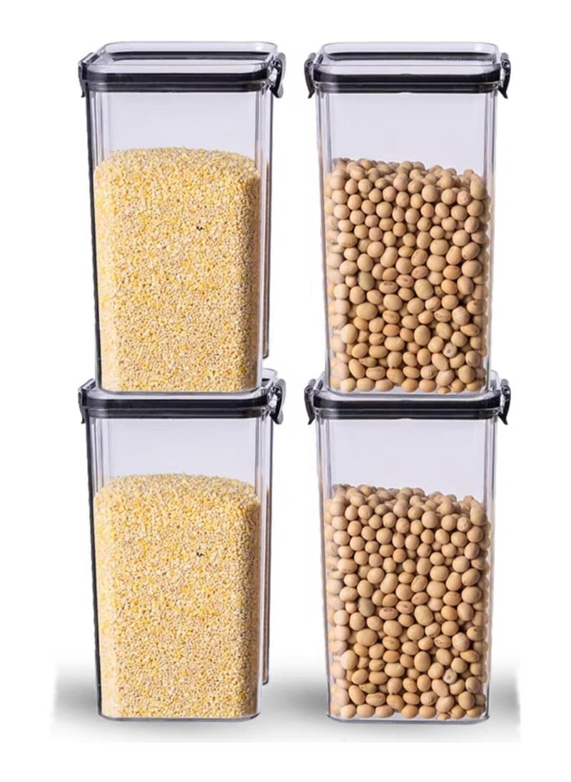 Generic - Airtight Food Storage Container with Lock Lids,Cereal & Dry Storage Jars,Kitchen and Pantry Organization Canisters for Cereal,Coffee,Rice,Flour and Sugar (1300ml / Set of 4) - Image 1