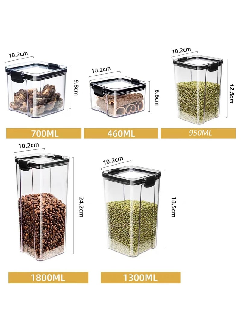 Generic - Airtight Food Storage Container with Lock Lids,Cereal & Dry Storage Jars,Kitchen and Pantry Organization Canisters for Cereal,Coffee,Rice,Flour and Sugar (1300ml / Set of 4) - Image 1