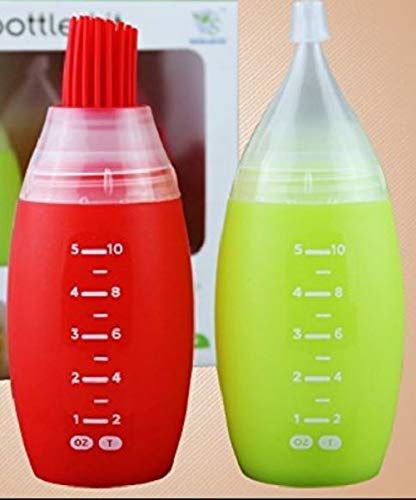 HPK Chefs Bottle Kit Combo Consist of Squeeze SauceKetchup Bottle Oil Brush Pourer Bottle with Measuring remarks 2Pcs Set 160ml - Image 2
