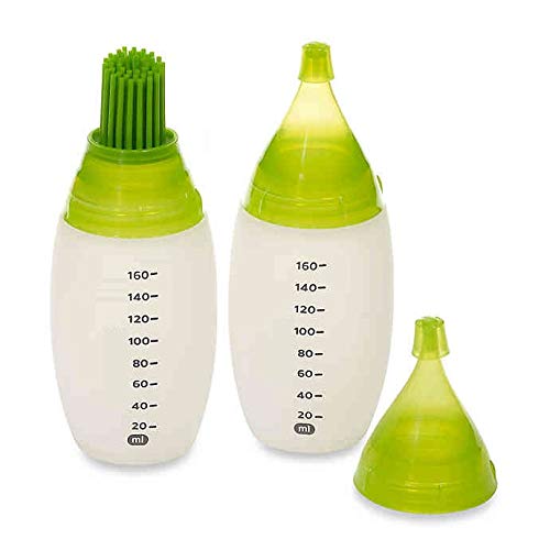 HPK Chefs Bottle Kit Combo Consist of Squeeze SauceKetchup Bottle Oil Brush Pourer Bottle with Measuring remarks 2Pcs Set 160ml - Image 1