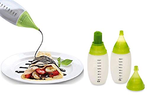 HPK Chefs Bottle Kit Combo Consist of Squeeze SauceKetchup Bottle Oil Brush Pourer Bottle with Measuring remarks 2Pcs Set 160ml - Image 5