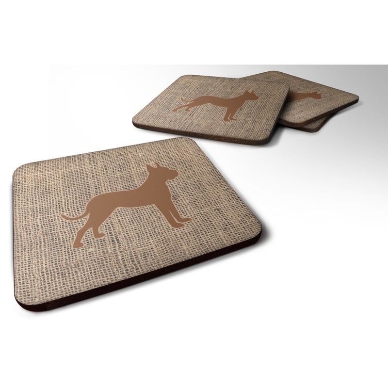 Caroline's Treasures ""Caroline's Treasures BB1109-BL-BN-FC Boxer Burlap and Brown Foam Coasters (Set of 4)  3.5"""" H x 3.5"""" W  Multicolor"" 