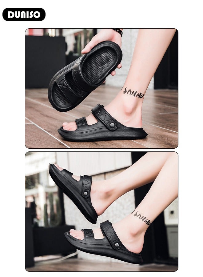 DUNISO Slides Sandal for Unisex with Thick Bottom, Adjustable Beach Sandal Platform Sandals Comfort Lightweight Ultra Cushion EVA Slippers,Outdoor Non-Slip Casual Beach Sandals(42-43)  - Image 2