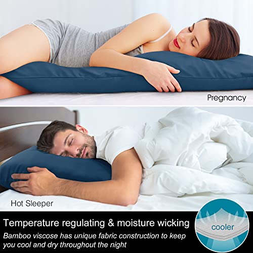 BEDELITE Body Pillow Cover, Navy Blue, 20x54 Inches, Rayon Made from Bamboo, Breathable & Silky Soft, Cooling Body Pillow Cover for Hot Sleepers, Night Sweats - Image 3