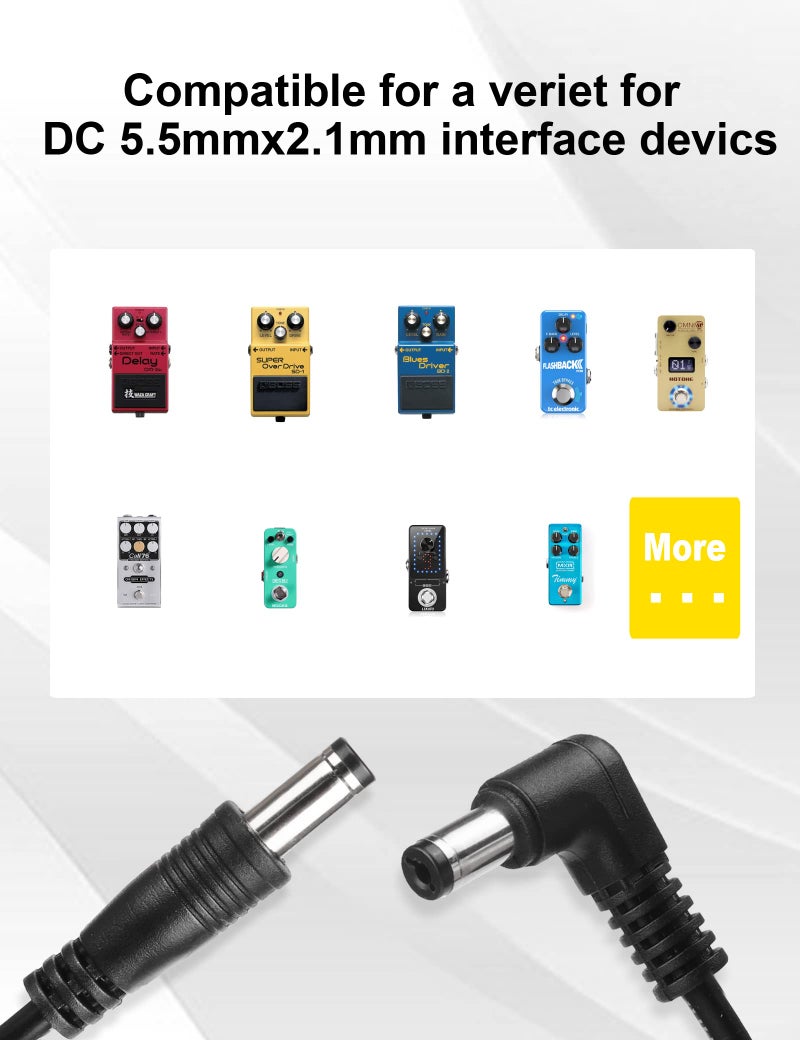 Mr.Power Guitar Effect Pedal DC Cable 5.5 x 2.1mm Power Lead/Cord, Male to Male 24AWG Connector Plug Wire Adapter (24 in, 8 Pack) - Image 4