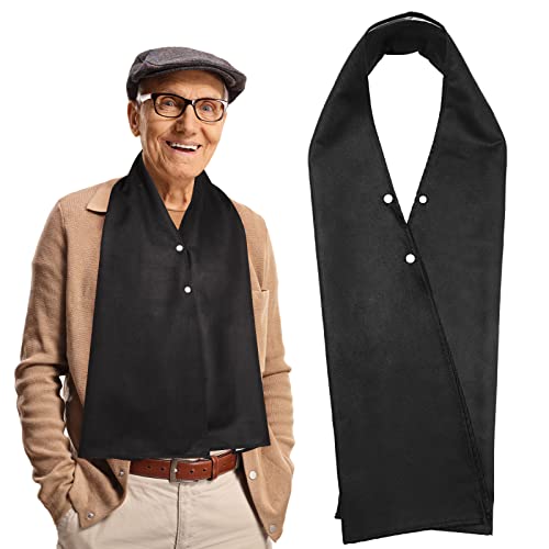 Tarpop Adult Bib Scarf Washable and Reusable Dining Clothing Protector Adult Bib for Elderly Senior Citizens Men Women Eating (Black) - Image 1