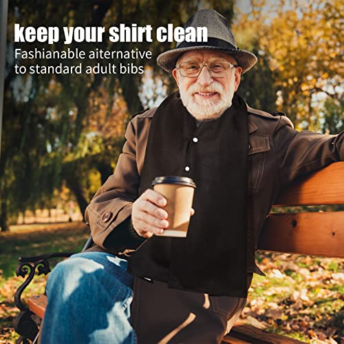 Tarpop Adult Bib Scarf Washable and Reusable Dining Clothing Protector Adult Bib for Elderly Senior Citizens Men Women Eating (Black) - Image 4