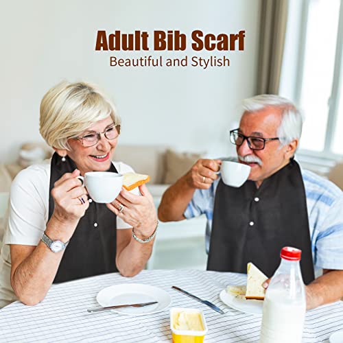 Tarpop Adult Bib Scarf Washable and Reusable Dining Clothing Protector Adult Bib for Elderly Senior Citizens Men Women Eating (Black) - Image 5