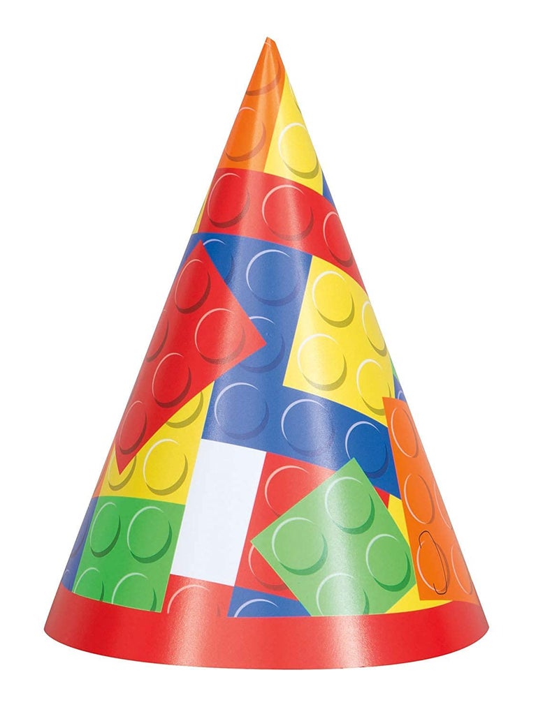 Unique Party 58241 Building Blocks Birthday Party Hats Pack of 8 - Image 2