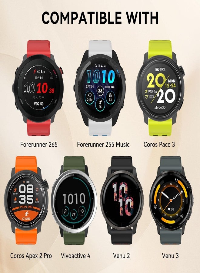 ISABAKE Watch Strap for Forerunner 265/Forerunner 255 Music/Coros Pace 3/Coros Apex 2 Pro, 22mm Silicone Quick Release Replacement Band, 22mm - Image 3