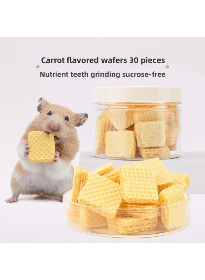 Hamster Snacks And Food Nutrition Wafer Biscuits Food Golden Bear Grinding Stick Supplies Daquan Cuttlefish Mouse Special-Colour:Snacks For Lying Down - Carrot Flavored Wafers 30 Pieces  - Image 1