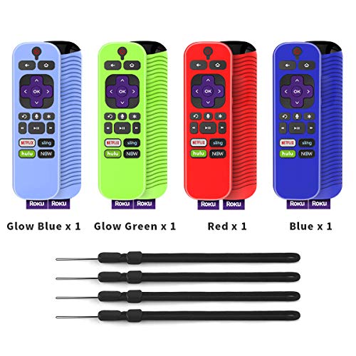 TOLUOHU (4-Pack) for 3600R TCL Roku TV Stick Remote Case Cover,TOLUOHU for TCL Roku Remote Control,Cover Roku Express Skin Sleeve Silicone Shockproof with Lanyard-for RCAL7R/3921/3800/3810-Roku Remote Cover - Image 2