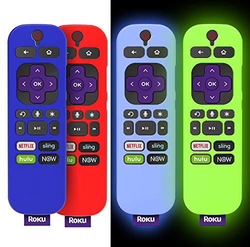 TOLUOHU (4-Pack) for 3600R TCL Roku TV Stick Remote Case Cover,TOLUOHU for TCL Roku Remote Control,Cover Roku Express Skin Sleeve Silicone Shockproof with Lanyard-for RCAL7R/3921/3800/3810-Roku Remote Cover - Image 1