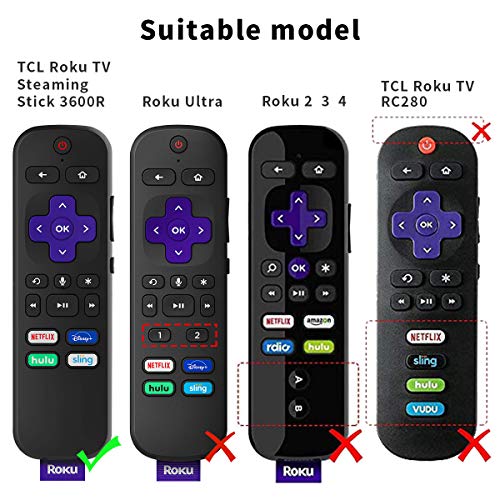 TOLUOHU (4-Pack) for 3600R TCL Roku TV Stick Remote Case Cover,TOLUOHU for TCL Roku Remote Control,Cover Roku Express Skin Sleeve Silicone Shockproof with Lanyard-for RCAL7R/3921/3800/3810-Roku Remote Cover - Image 4