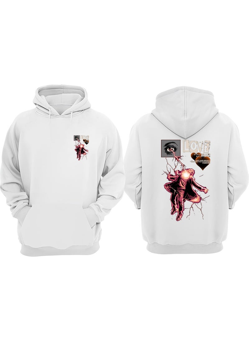 The Wert - Unisex Love Graphic Design Front Back Printed Regular Fit White Sweatshirt - Image 1