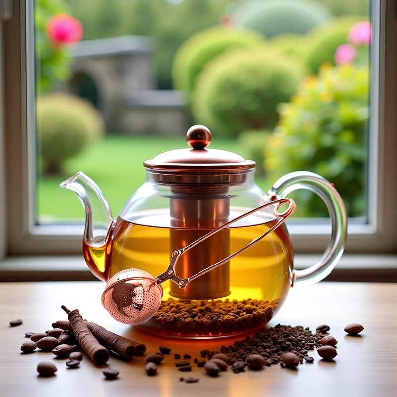 Bwexxt Gold Snap Ball Tea Strainer with Handle for Loose Leaf Tea and Mulling Spices Stainless Steel Strainer Pincer Tea Ball Infuser Tea Filter for Tong Rose Tea Tea Accessories Coffee, Tea and Espresso - Image 5