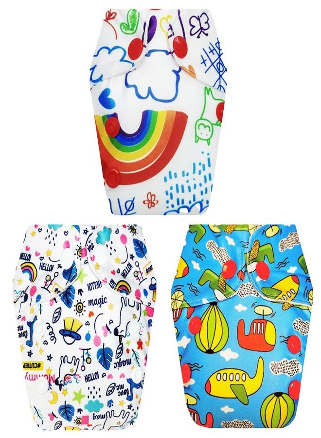 Dumbledo Premium Newborn Cloth Diaper with Integrated Insert (Pack of 3) | Hypoallergenic | Breathable | Adjustable Snaps | All-Day Wear | 0 - 4 Months | Unisex Baby - Image 1