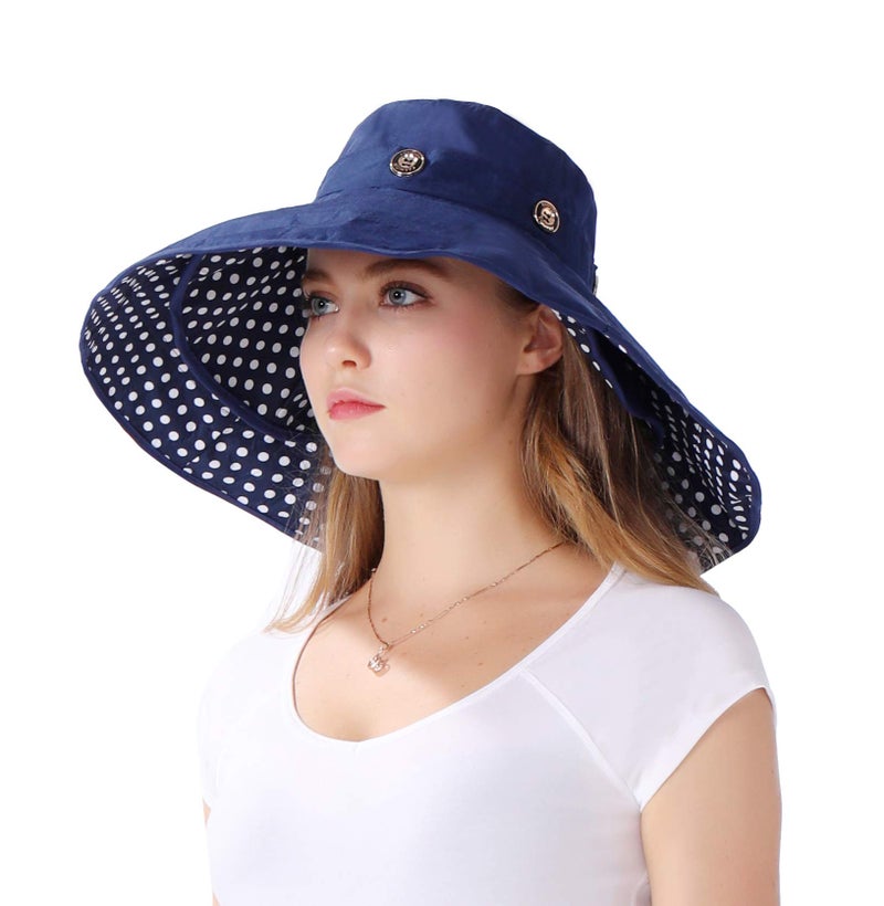 iHomey Packable Extra Large Brim Floppy Sun Hat Reversible UPF 50+ Beach Sun Bucket Hat - Image 3