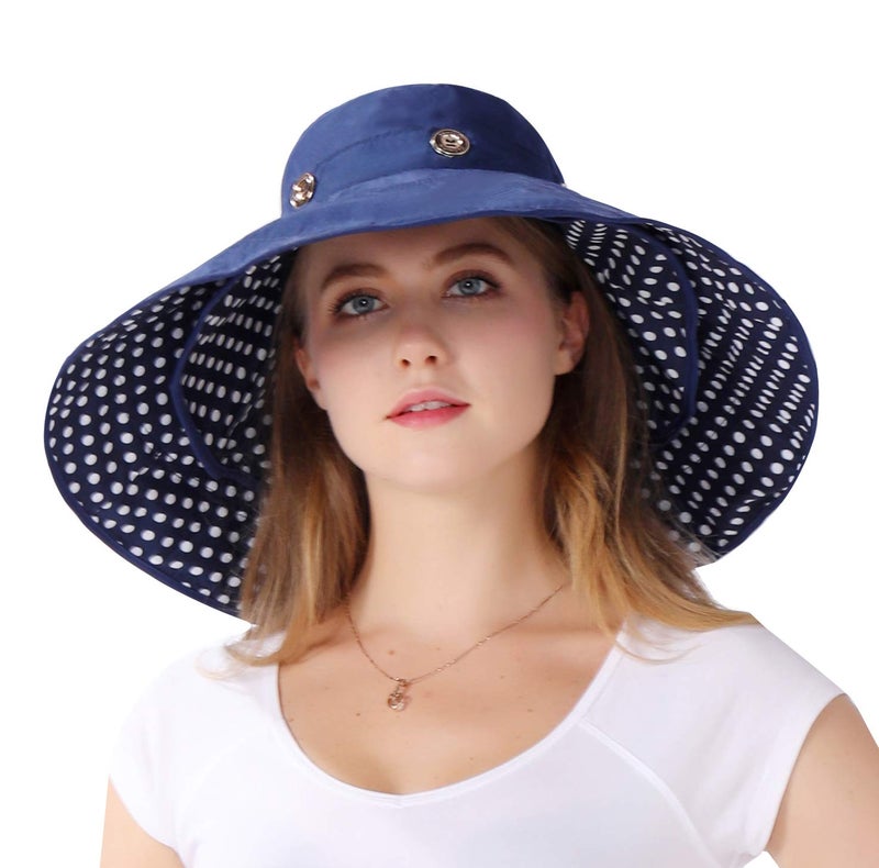 iHomey Packable Extra Large Brim Floppy Sun Hat Reversible UPF 50+ Beach Sun Bucket Hat - Image 5