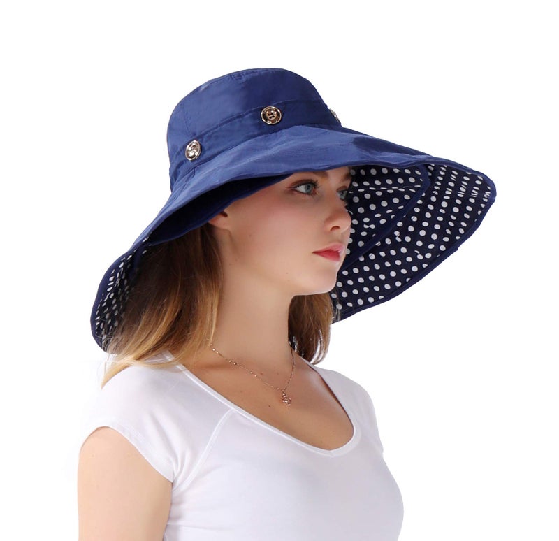 iHomey Packable Extra Large Brim Floppy Sun Hat Reversible UPF 50+ Beach Sun Bucket Hat - Image 2