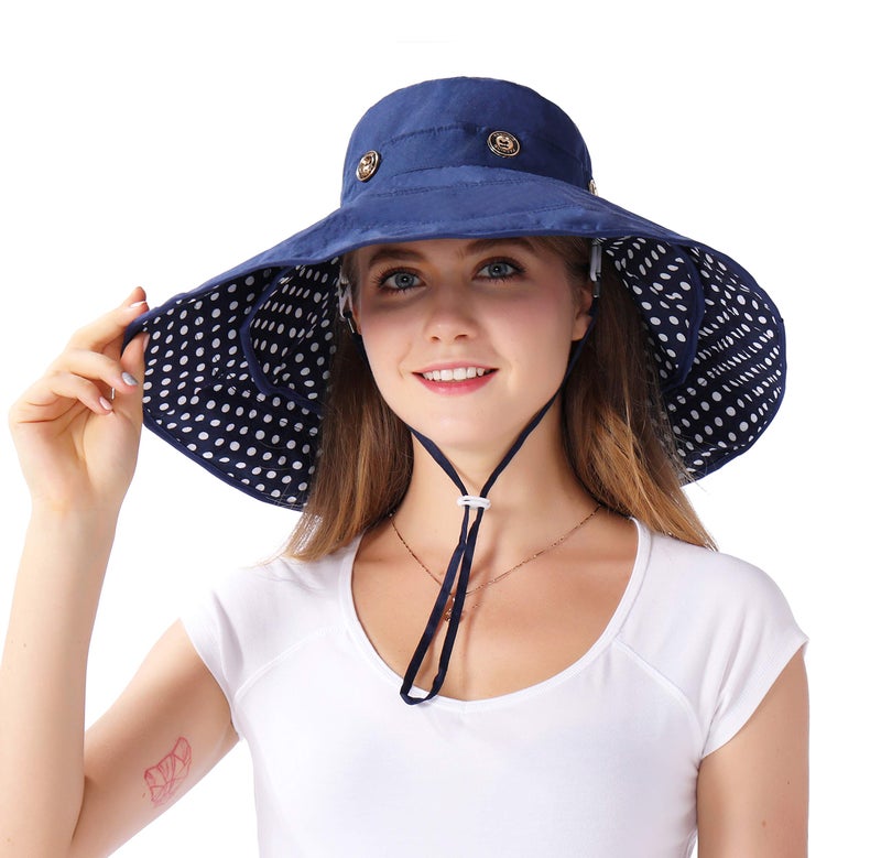 iHomey Packable Extra Large Brim Floppy Sun Hat Reversible UPF 50+ Beach Sun Bucket Hat - Image 1