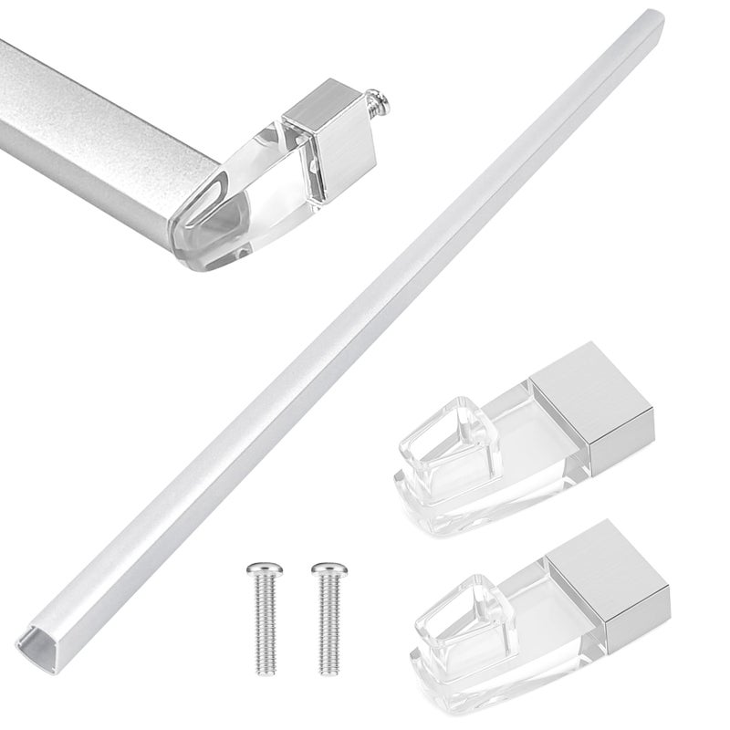 BigHead Glass Shower Door Towel Bar 30" Bright Chrome Compatible with Alumax Basco Sliding Shower Door Handle Replacement w/Silver Transparent Brackets Fits Framed Shower/Tub Enclosure Doors Up to 31" Wide - Image 1
