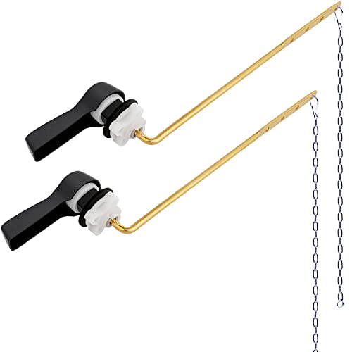 Hibbent 2 Pack Universal Front Mount Toilet Handle Tank Flush Lever Replacement Handle with 2 Pieces Stainless Steel Flapper Chains for Most Front Mount Toilets- Oil-Rubbed Bronze Finish - Image 1
