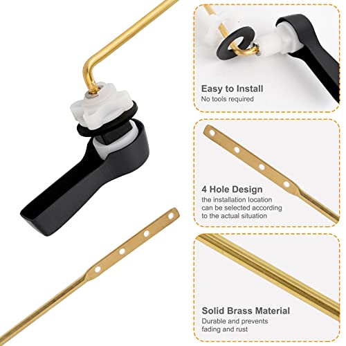 Hibbent 2 Pack Universal Front Mount Toilet Handle Tank Flush Lever Replacement Handle with 2 Pieces Stainless Steel Flapper Chains for Most Front Mount Toilets- Oil-Rubbed Bronze Finish - Image 2