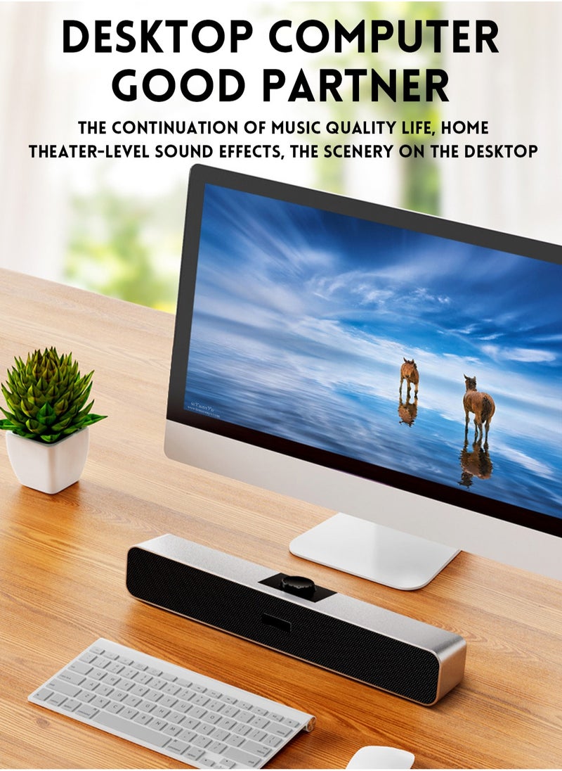 BONKS - （Bluetooth）Computer Speakers with 3.5 mm Aux, Small PC Speakers Powered by USB, Wired USB Desktop Speaker, USB Soundbar for Monitor, Mini Stereo Speaker for PC, Tablets, Laptop, Plug and Play - Image 1
