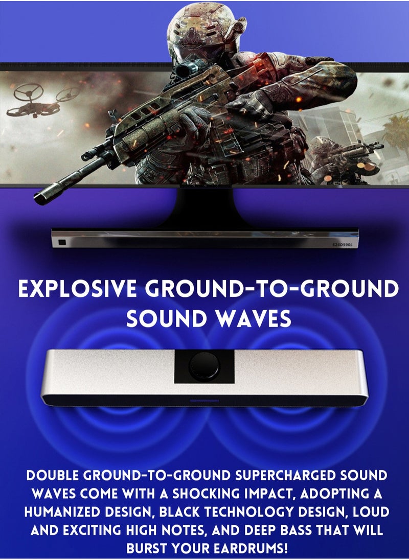 BONKS - （Bluetooth）Computer Speakers with 3.5 mm Aux, Small PC Speakers Powered by USB, Wired USB Desktop Speaker, USB Soundbar for Monitor, Mini Stereo Speaker for PC, Tablets, Laptop, Plug and Play - Image 1