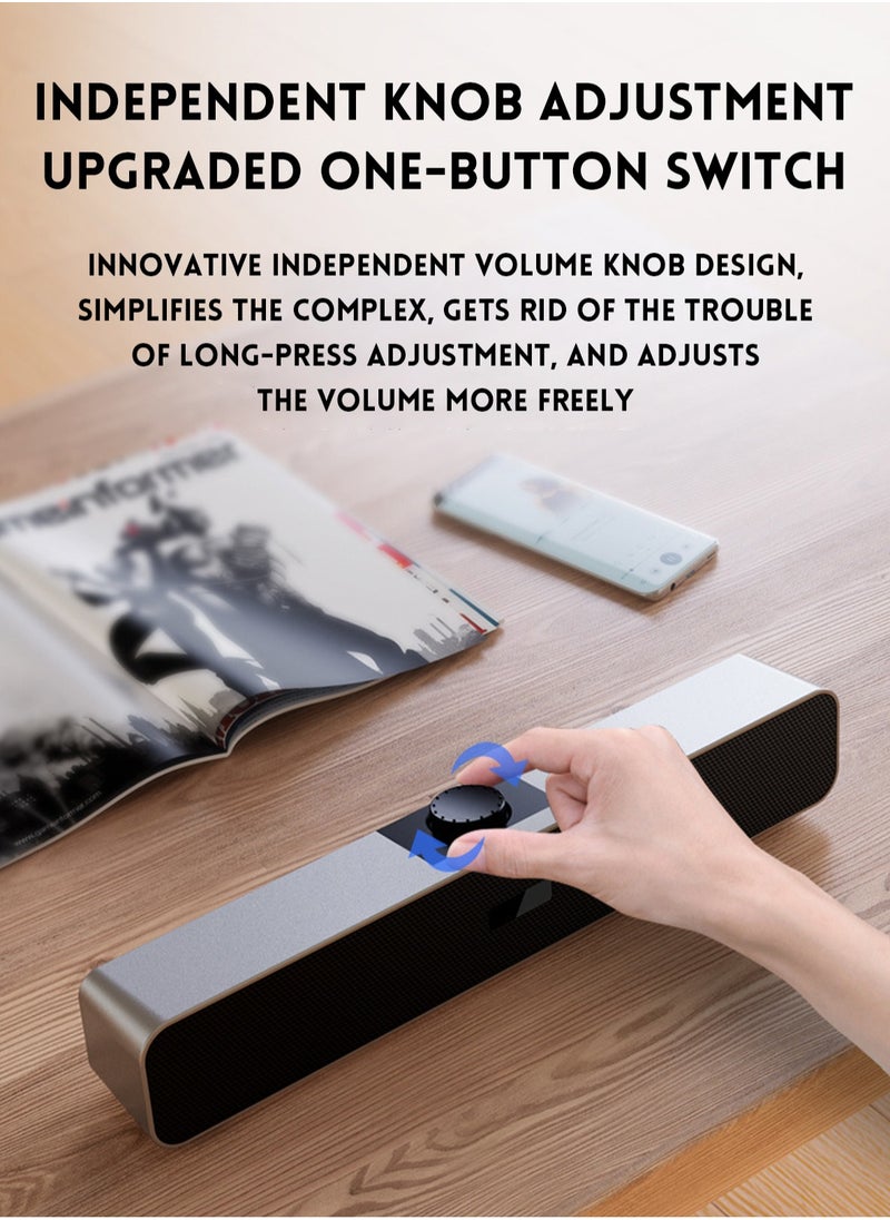 BONKS - （Bluetooth）Computer Speakers with 3.5 mm Aux, Small PC Speakers Powered by USB, Wired USB Desktop Speaker, USB Soundbar for Monitor, Mini Stereo Speaker for PC, Tablets, Laptop, Plug and Play - Image 1