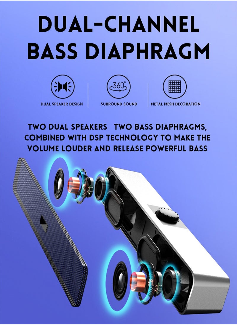 BONKS - （Bluetooth）Computer Speakers with 3.5 mm Aux, Small PC Speakers Powered by USB, Wired USB Desktop Speaker, USB Soundbar for Monitor, Mini Stereo Speaker for PC, Tablets, Laptop, Plug and Play - Image 1