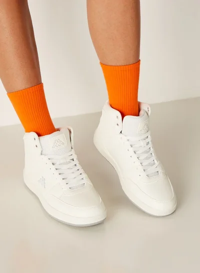 Kappa Women's Solid High Cut Sneakers with Lace-Up Closure White