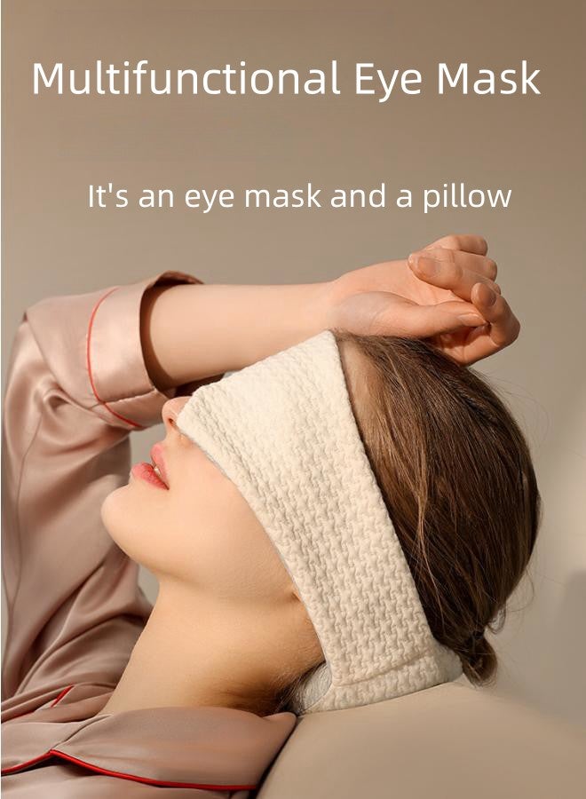 WAOKN Multifunctional Sleep Eye Mask, Three-in-one Eye Mask, Ear Mask and Neck Pillow, Light-blocking and Breathable Eye Mask, Neck Protector to Relieve Fatigue and Sleep Aid Neck Pillow (White)  - Image 3