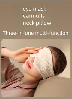 WAOKN Multifunctional Sleep Eye Mask, Three-in-one Eye Mask, Ear Mask and Neck Pillow, Light-blocking and Breathable Eye Mask, Neck Protector to Relieve Fatigue and Sleep Aid Neck Pillow (White)  - Image 4