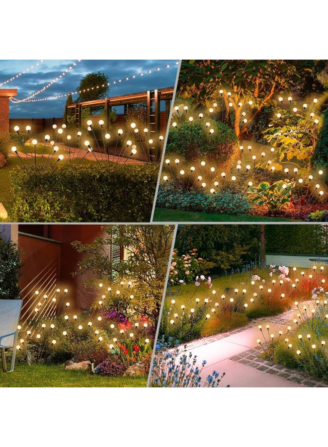 مصابيح شمسية خارجية فريدة مقاومة للماء، مجموعة من 4 قطع تحتوي على 32 مصباح LED، إضاءة حدائق وفناء بتصميم اليراعات للإضاءة الخارجية - Image 3