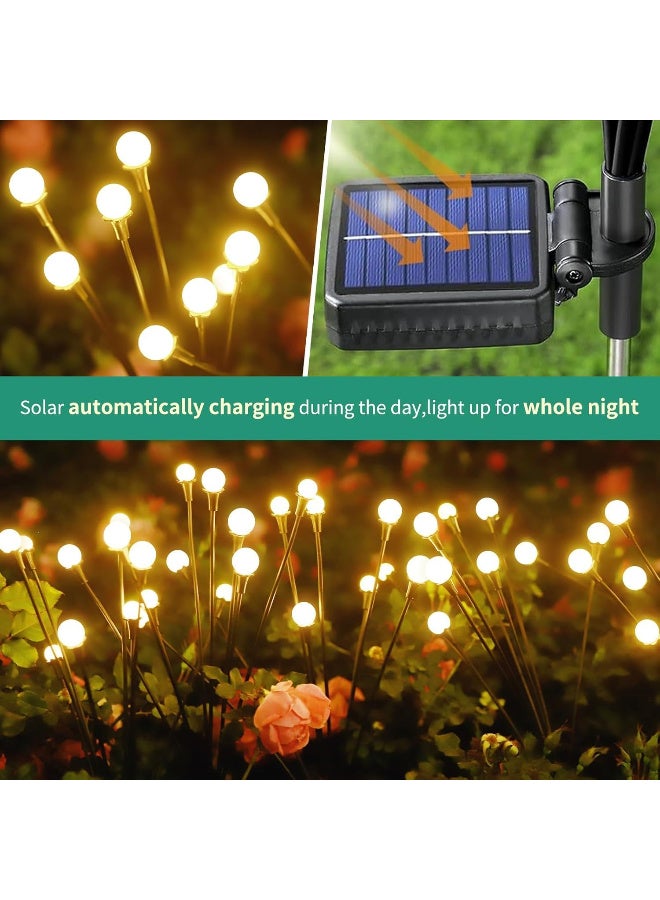 مصابيح شمسية خارجية فريدة مقاومة للماء، مجموعة من 4 قطع تحتوي على 32 مصباح LED، إضاءة حدائق وفناء بتصميم اليراعات للإضاءة الخارجية - Image 4