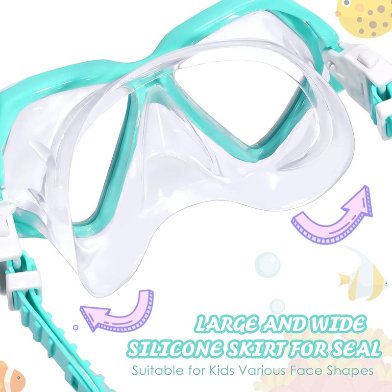 Seago Kids Swim Goggles with Nose Cover Snorkel Mask Scuba Diving Swim Mask Anti-fog Tempered Glass, Panoramic Clear View Silicone Seal Snorkeling Gear Swimming Goggles for Kids 6-14 Boys Girls Youth - Image 3