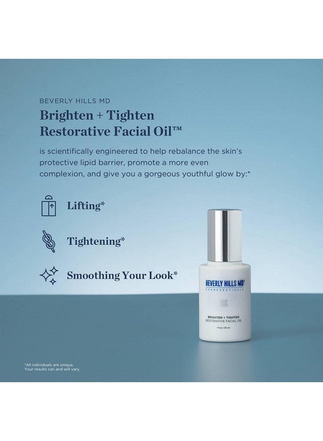 Beverly Hills MD Brighten + Tighten Restorative Face Oil Reduce Wrinkles & Tone Skin Antiaging Formula For An Even Moisturized Complexion Lighten Dark Spots On Face Neck Décolleté W/Vitamin C - Image 2