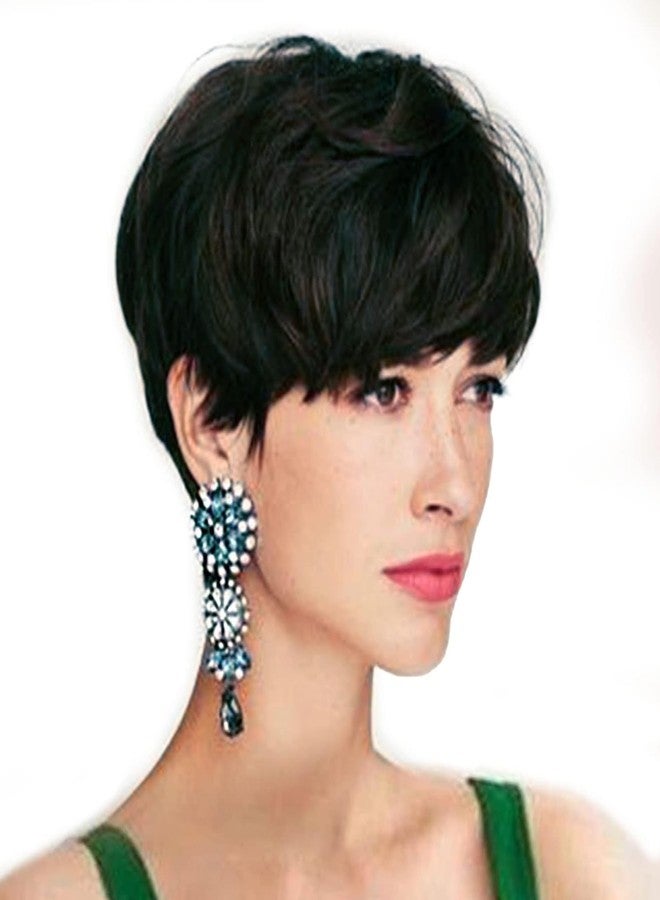 QUEENTAS Short Black Bob Hair Wigs for Women Light Black Wig Full Head with Bangs Synthetic Hair Straight Bob Wig for Daily Party Cosplay - Image 1