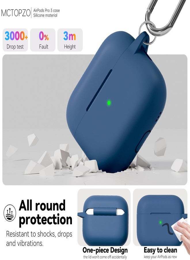 MCTOPZO for AirPods Pro 3 Case 2025 Come with Cleaner Kit,Soft Silicone Protective Cover for Apple AirPods Pro 3rd Generation Cases with Keychain, AirPod Pro 3 Case for Women Men-Midnight Blue - Image 5