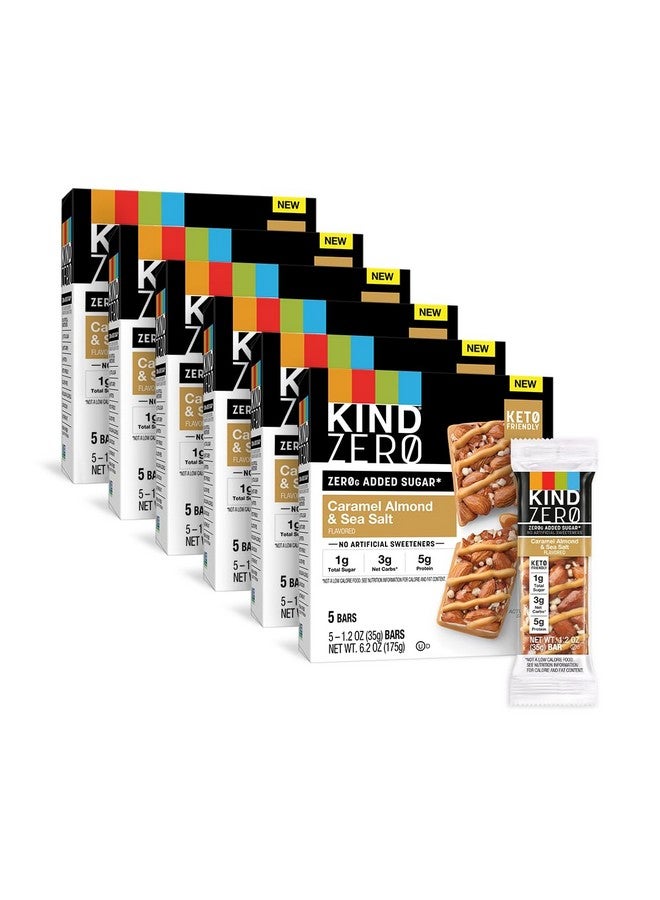 KIND ZERO Added Sugar Bars, Keto Snack, Caramel Almond and Sea Salt, Good Source of Fiber, Gluten Free, Low Sugar, 5g Protein, 30 Count - Image 1