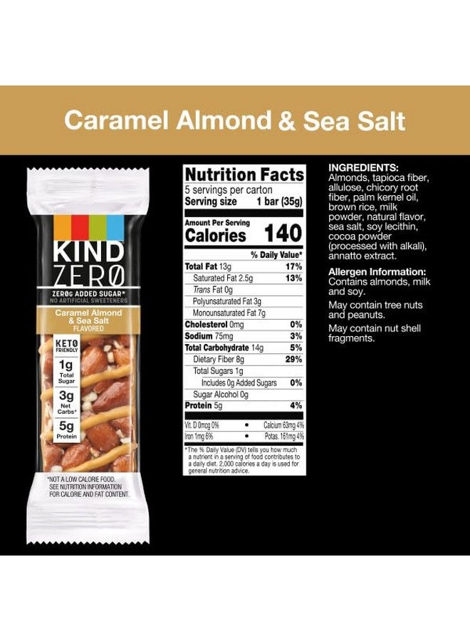 KIND ZERO Added Sugar Bars, Keto Snack, Caramel Almond and Sea Salt, Good Source of Fiber, Gluten Free, Low Sugar, 5g Protein, 30 Count - Image 2