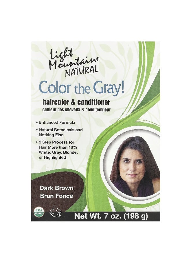 Light Mountain Light Mountain, Color the Gray!, Natural Hair Color & Conditioner, Dark Brown, 7 oz (198 g)  - Image 1