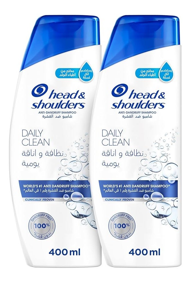 Head & Shoulders Daily Clean Anti-Dandruff Shampoo, Pack of 2x400ml 