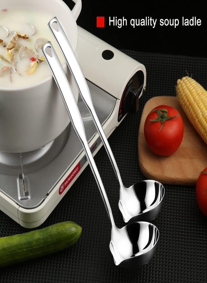 Zjunhm Soup Ladle 304 Stainless Steel Heavy Ladle with Pour Spout for Soups, Serving, Cooking, Stews and More 11.8 inch 1-Piece(Colour:Silver) - Image 5