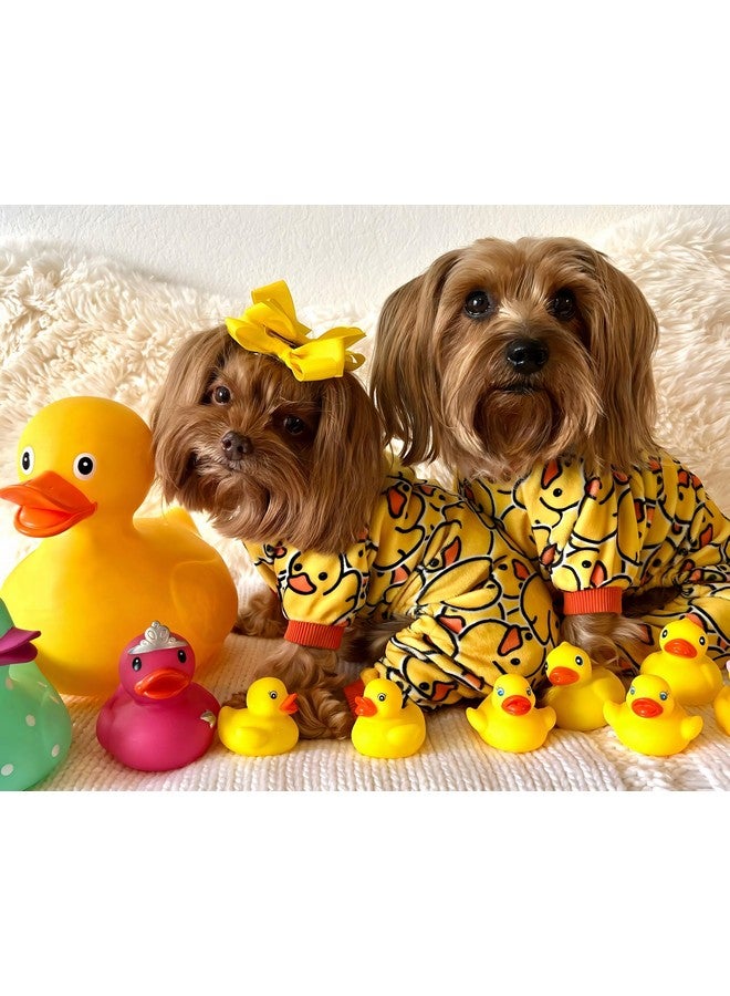 فيت وورم بيجامات كلاب فيت وورم المرحة بتصميم بطة، ملابس شتوية للكلاب الصغيرة والبنات، بذلة مخملية خفيفة الوزن للحيوانات الأليفة، زي قطط، أصفر، مقاس متوسط - Image 3