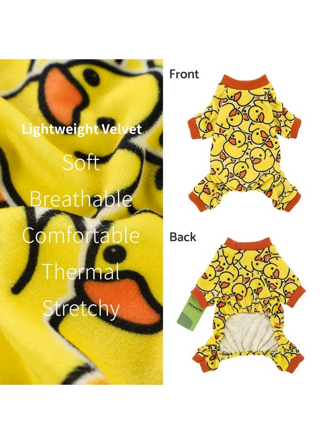 فيت وورم بيجامات كلاب فيت وورم المرحة بتصميم بطة، ملابس شتوية للكلاب الصغيرة والبنات، بذلة مخملية خفيفة الوزن للحيوانات الأليفة، زي قطط، أصفر، مقاس متوسط - Image 5