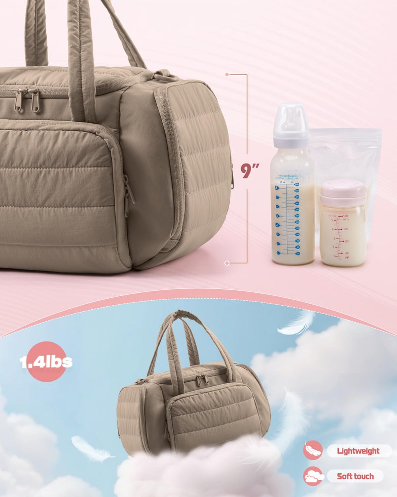 Marscamd Quilted Breast Pump Bag Compatible with Spectra S1 and S2, Pumping Bag with Cooler Compartment and a Drying Mat, Camel - Image 2
